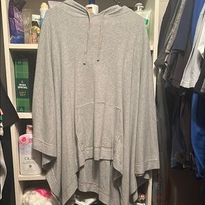 Gray Hooded Poncho